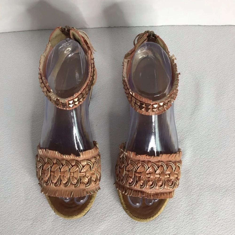 Lanvin Collection By Luxury‎ Fashion House - Leather Espadrille Sandals Zip Back